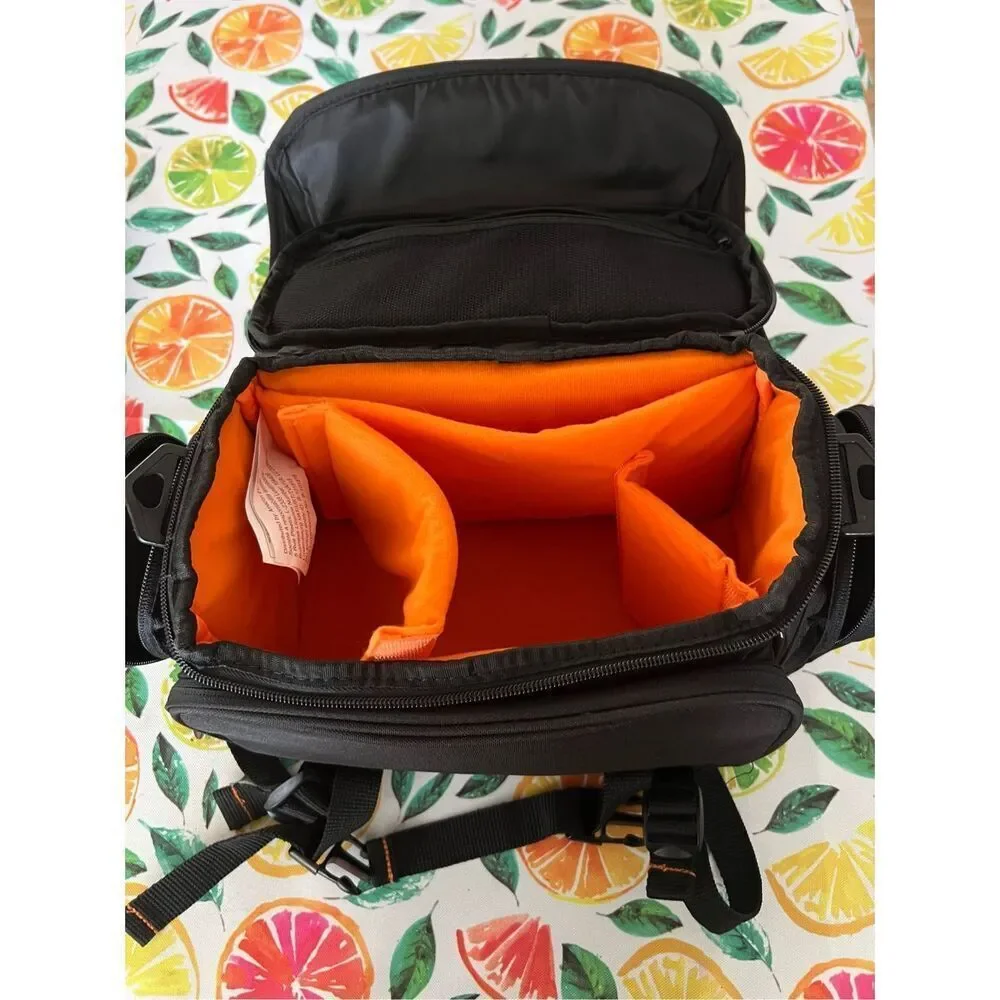 Amazon Basics Large DSLR Gadget Bag, Black with Orange Interior, Solid